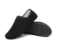 OLYGEE House Shoes Wide Toe Box Anti-Slip Sole Machine Washable Breathable Materials Relieves Heel & Arch Discomfort Naturally (Black,39)