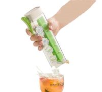 OLYGEE Ice Cube Tray, One Hand Ice Cube Mold with Press Handle, 6 Square Easy Release Ice Maker for Cocktails & Iced Coffee, Space-Saving Plastic Ice Tray for Freezer (Green)