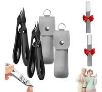 OLYGEE Ingrowfix Pro, Nail Clippers with Overall Stainless Steel, Unique Folding Lock, Ultra-Thin & Sharp, Easy Grip and Squeeze for Thick Nails, Seniors & Ingrown Care (Black,2pcs)