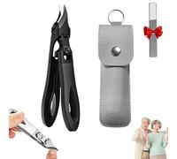 OLYGEE Ingrowfix Pro, Nail Clippers with Overall Stainless Steel, Unique Folding Lock, Ultra-Thin & Sharp, Easy Grip and Squeeze for Thick Nails, Seniors & Ingrown Care (Black,1pcs)