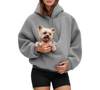 OLYGEE Kokopaws Pet Sling Hoodie - Dog Carrier Hoodie Fuzzy Fleece Oversized Sweatshirt with Pocket Front Carry Pouch For Small and Cats,Puppy Kitten Dogs Holder (Gray,x_l)