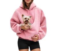 OLYGEE Kokopaws Pet Sling Hoodie - Dog Carrier Hoodie Fuzzy Fleece Oversized Sweatshirt with Pocket Front Carry Pouch For Small and Cats,Puppy Kitten Dogs Holder (Pink,m)