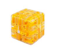 OLYGEE Large Labyrinth 3D Puzzle Maze Cube - Engaging Brain Teaser Toy, Marble Magic 3x3 Challenge Mazes Ball for Stress Relief & Logic Development, Educational Game Gift (Yellow)