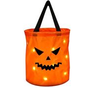 OLYGEE Light Up Halloween Bag, LED Trick or Treat Bag,Pumpkin Candy Bucket (A)