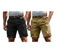 OLYGEE Men‘s Cargo Shorts Knee Length Straight Fit Lightweight for Outdoor Work 2PCS (#A,XL)