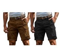 OLYGEE Men‘s Cargo Shorts Knee Length Straight Fit Lightweight for Outdoor Work 2PCS (#O,XXL)