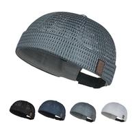 OLYGEE Mens Mesh Brimless Hat, Lightweight Cooling Skull Cap, Adjustable Docker Beanie for Summer Outdoor Sports (C)