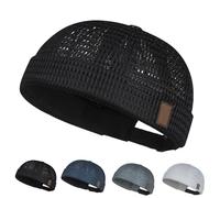 OLYGEE Mens Mesh Brimless Hat, Lightweight Cooling Skull Cap, Adjustable Docker Beanie for Summer Outdoor Sports (A)