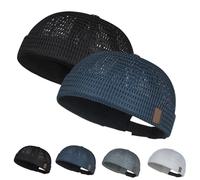 OLYGEE Mens Mesh Brimless Hat, Lightweight Cooling Skull Cap, Adjustable Docker Beanie for Summer Outdoor Sports (G)