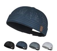 OLYGEE Mens Mesh Brimless Hat, Lightweight Cooling Skull Cap, Adjustable Docker Beanie for Summer Outdoor Sports (B)