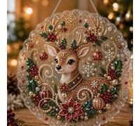 OLYGEE Pearl Art Kit, 3D Christmas Pearl Diamond Art Craft with Hanging Chain, DIY Holiday Window Wall Decor for Adults and Beginners (#B)