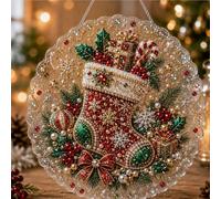 OLYGEE Pearl Art Kit, 3D Christmas Pearl Diamond Art Craft with Hanging Chain, DIY Holiday Window Wall Decor for Adults and Beginners (#C)