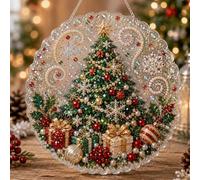 OLYGEE Pearl Art Kit, 3D Christmas Pearl Diamond Art Craft with Hanging Chain, DIY Holiday Window Wall Decor for Adults and Beginners (#E)