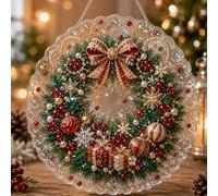 OLYGEE Pearl Art Kit, 3D Christmas Pearl Diamond Art Craft with Hanging Chain, DIY Holiday Window Wall Decor for Adults and Beginners (#D)
