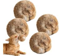 OLYGEE Rabbit Fur Ball Cat Toy, 3 Inch Soft Pom Pom with Catnip, Washable & Durable for Chase & Bunny Kicks Games - Irresistible Fun for Indoor Exercise & Bonding - Cats Go Crazy (4pcs)