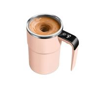 OLYGEE Rechargeable Self-Stirring Mug with Temp Display - Auto-Mixing for Coffee, Tea & Hot Chocolate On-The-Go (Pink)