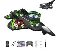 OLYGEE Remote Control Airplane, Foam RC Airplane with 360° Flips & LED Lights - Easy Fly for Kids, Beginners and Adults (Green,Single Battery)