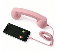 OLYGEE Retro Phone Handset,Vintage Phone Receiver with USB-C (Pink) | vintage phone handset for home office calls and meetings needing a comfortable retro handset