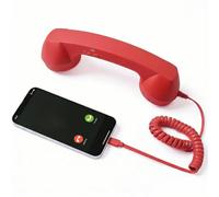 OLYGEE Retro Phone Handset,Vintage Phone Receiver with USB-C (Red) | vintage phone handset for home office calls and meetings needing a comfortable retro handset
