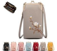 OLYGEE Shamfreshen Women Sling Cross-Body Wallet, Multiple Compartments Crossbody Phone Bag with Mobile Cell Phone Holder (Gray)