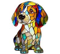 OLYGEE Stained Glass Dog Lamp-Rainbow Pup Lamp 3D Stained Glass Glow USB Powered Energy-Efficient Non-Dazzling LED Night Light for Bedroom Desk, Gift for Dog Lovers (#A)