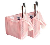 OLYGEE Standing Toiletry Bag, Portable Travel Toiletry Bag for Women Men, Clear EVA Waterproof Toiletry Organizer, Large Capacity Foldable Hanging Cosmetic Bag for Travel, Gym, Home (Pink,2pcs)