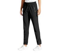 OLYGEE Stretch Active Pants for Women for Workout & Yoga-Lightweight High Waist Trousers with Pockets Breathable Comfort (Black,L)