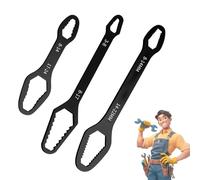 OLYGEE Universal Double Head Torx Wrench Set, 3Pcs 3-24mm Self-Tightening Non-Slip Wrench, Labor-Saving High Carbon Steel Tool for Auto & Home Use (Black)