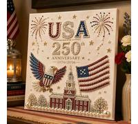 OLYGEE USA 250th Anniversary Pearl Art Kit, Patriotic DIY Pearl Painting Kit for Adults, Red White Blue Bead Paintings Craft Kit, 4th of July Gift Idea (#C)