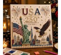 OLYGEE USA 250th Anniversary Pearl Art Kit, Patriotic DIY Pearl Painting Kit for Adults, Red White Blue Bead Paintings Craft Kit, 4th of July Gift Idea (#A)