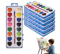 OLYGEE Valentine's Day Mini Watercolor Paint Sets, 8 Heart Shaped Watercolor Paint Set, Portable Set for Classroom Activities & Home Crafts - Inspire Creativity & Joy (10 Sets)