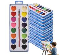 OLYGEE Valentine's Day Mini Watercolor Paint Sets, 8 Heart Shaped Watercolor Paint Set, Portable Set for Classroom Activities & Home Crafts - Inspire Creativity & Joy (20 Sets)