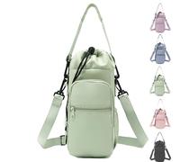 OLYGEE Water Bottle Shoulder Bag - The Ultimate Outdoor Companion, Water Bottle Carrier Bag with Strap and Phone Pocket for Camping Outdoor Sports (Green)