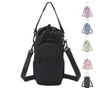 OLYGEE Water Bottle Shoulder Bag - The Ultimate Outdoor Companion, Water Bottle Carrier Bag with Strap and Phone Pocket for Camping Outdoor Sports (Black)