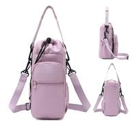 OLYGEE Water Bottle Shoulder Bag-Water Bottle Bag Can be worn across the body with Zipper Pocket for Walking, Hiking, Cycling (Purple)