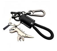 OLYGEE Weseecase Keychain, Dino Keychain Charm Paired With A Hand-Woven Bracelet, Mini Dinosaur Charm Paired (Blcak-a)