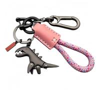 OLYGEE Weseecase Keychain, Dino Keychain Charm Paired With A Hand-Woven Bracelet, Mini Dinosaur Charm Paired (Pink-b)
