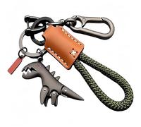 OLYGEE Weseecase Keychain, Dino Keychain Charm Paired With A Hand-Woven Bracelet, Mini Dinosaur Charm Paired (Green-b)