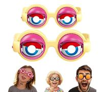OLYGEE Winking Glasses-Funny Winking Glasses Kinetic Crazy Eyes with Manual Blink Action Blinking Glass for Performances for Instant Laughter (2pcs,Yellow)