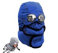 OLYGEE Winter Thermal Hat with Glasses & Mask - Windproof 4-in-1 Trapper Hat with Goggles Skiing Cycling Outdoor Sports (Blue)