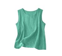 OLYGEE Women's Linen Tank Tops Loose Fit Sleeveless Cotton Shirts 2026 Summer Casual Crewneck Cami (A,XL)