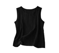 OLYGEE Women's Linen Tank Tops Loose Fit Sleeveless Cotton Shirts 2026 Summer Casual Crewneck Cami (B,XXL)