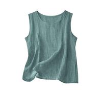 OLYGEE Women's Linen Tank Tops Loose Fit Sleeveless Cotton Shirts 2026 Summer Casual Crewneck Cami (E,L)