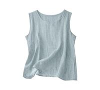 OLYGEE Women's Linen Tank Tops Loose Fit Sleeveless Cotton Shirts 2026 Summer Casual Crewneck Cami (O,M)