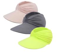 OLYGEE Women's UPF 50+ UV Protection Sun Visor Hat Wide Brim Lightweight Ponytail Cap Foldable Beach Hat (#A)