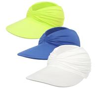 OLYGEE Women's UPF 50+ UV Protection Sun Visor Hat Wide Brim Lightweight Ponytail Cap Foldable Beach Hat (#R)