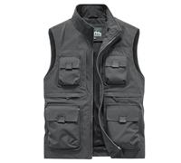 OlyljpinZ Chaleco de Pesca con múltiples bolsillos para Hombres Ligero Chaleco Sin Mangas de Secado Rápido Transpirable Aire Libre Chaleco de Trabajo Casual Chaqueta para Viajes Fotografía Caza