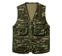 OlyljpinZ Chaleco de pesca para hombre con múltiples bolsillos, chaqueta sin mangas, chaleco de caza, safari, viajes, al aire libre, chaleco casual, A-Camo Verde, XX-Large