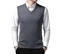 OlyljpinZ Hombres Cuello en V Chaleco sin Mangas Clásico Negocio de Punto Chalecos Sólido Liso Slim Fit Todos los Partidos Suéter Camisetas Otoño Invierno Casual Pullover Chaleco de Punto Cardigans