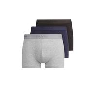 OLYMP Calzoncillos tipo bóxer para hombre, juego de 3 unidades, pantalones cortos, ropa interior, básicos, monocolor, ajuste ceñido, Negro/Azul Marino/Gris 99, L